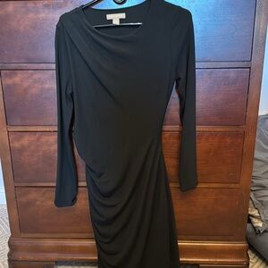 Banana Republic long sleeve mid length black dress